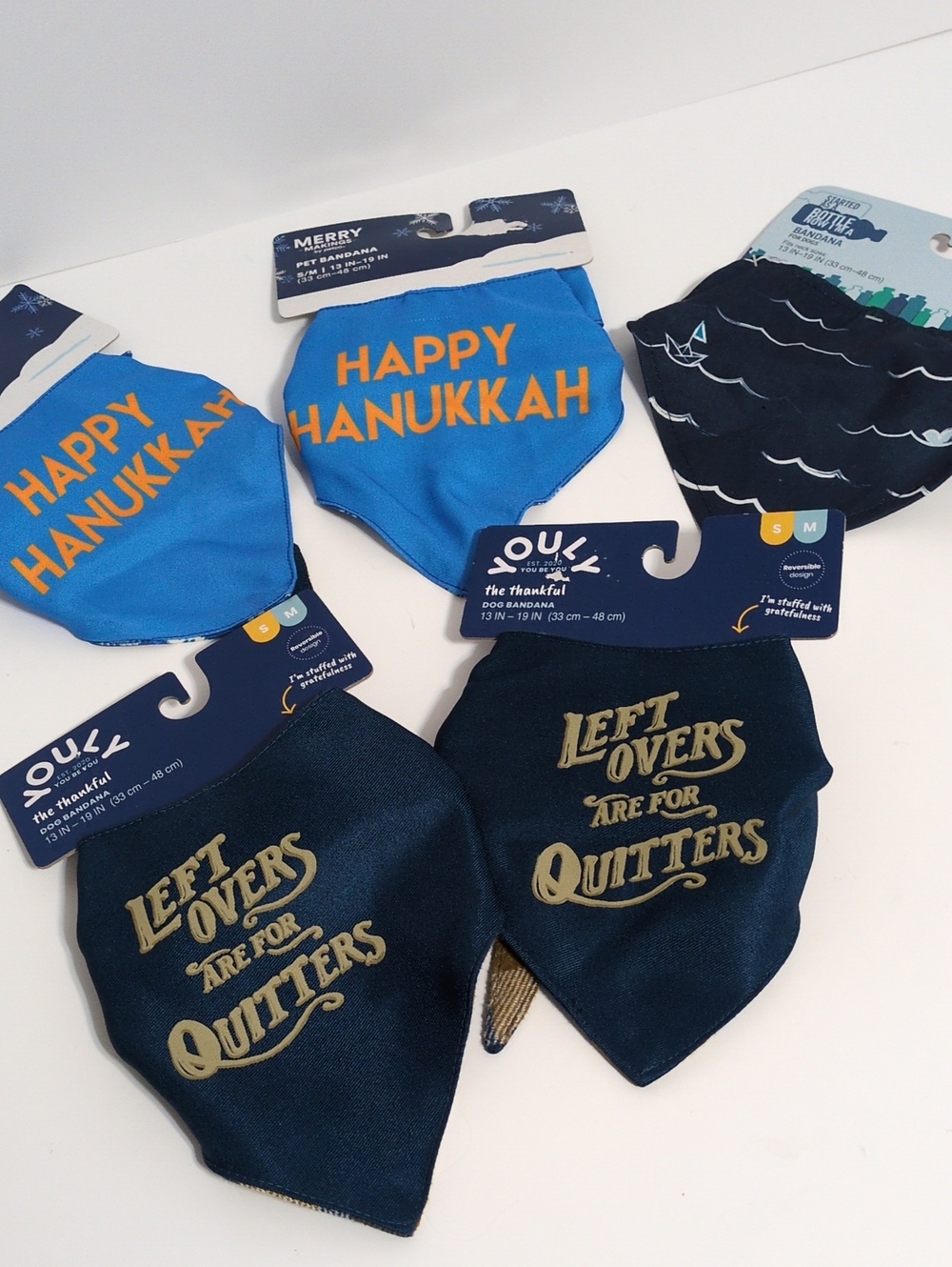 NWT Holiday Pet Bandana Bundle Lot 5 Small Medium Hanukkah Leftovers Ocean Petco